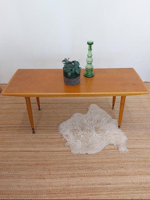 SALE -- Vintage salontafel ronde pootjes 60s, Huis en Inrichting, Tafels | Salontafels, Gebruikt, Minder dan 50 cm, 50 tot 100 cm