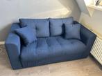 Slaapbank (+ nieuwe topper), Blauw, Tweepersoons, Ophalen of Verzenden, Zo goed als nieuw