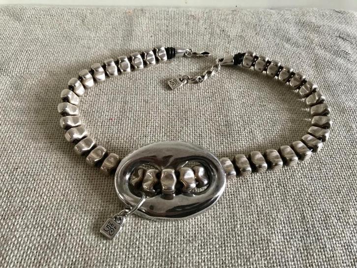 Uno de 50 ketting (59) 2 in 1, Sieraden, Tassen en Uiterlijk, Kettingen, Nieuw, Overige materialen, Zilver, Met hanger, Verstelbaar