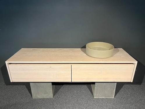 Eiken badmeubel – 170 cm – met twee lades en greeplijst, Huis en Inrichting, Badkamer | Badkamermeubels, Nieuw, Wastafelkast, Minder dan 100 cm