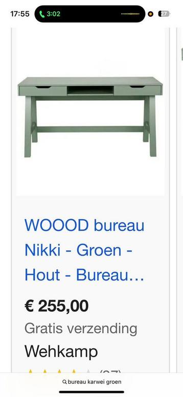 Groen houten bureau - Nikki model beschikbaar voor biedingen