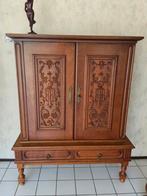 Eikenhouten kast met houtsnijwerk, Antiek en Kunst, Ophalen