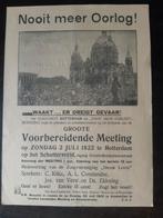 Nooit meer oorlog strooibiljet 1922 SDAP Amsterdam, Ophalen of Verzenden, Rechthoekig Staand, Overige onderwerpen