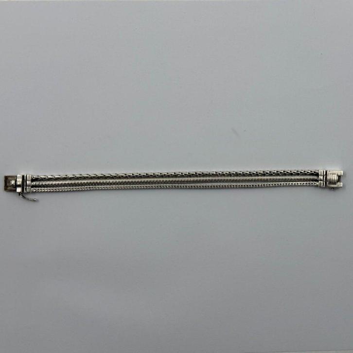 Buddha to Buddha Armband Triple Mini Zilver | 19cm, Sieraden, Tassen en Uiterlijk, Armbanden, Zo goed als nieuw, Zilver, Zilver