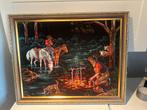 Vintage Schilderij: Cowboy bij Kampvuur, Ophalen