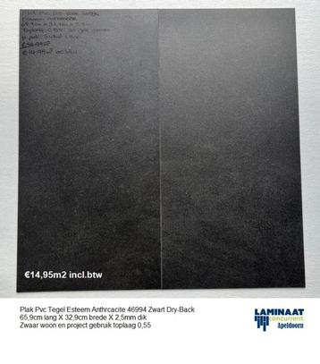 Plak Pvc Tegel Esteem Anthracite 2,5mm dik 0,55 €14,95m2 beschikbaar voor biedingen