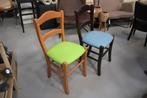 4 leuke hippe eetkamerstoelen keukenstoelen blauw & groen, Ophalen, Blauw, Hout, Zo goed als nieuw