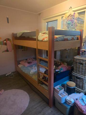 Stapelbed met trap inclusief lattenbodem hout kinderbed beschikbaar voor biedingen