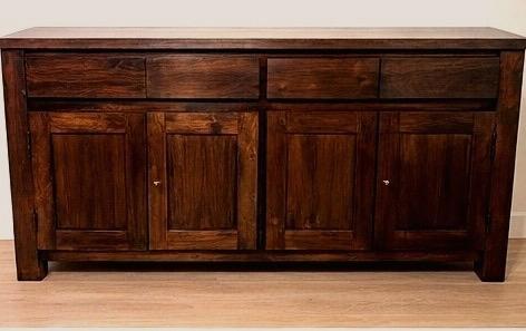 Massief Teak Dressoir 195 cm – Koloniale Stijl, Huis en Inrichting, Kasten | Dressoirs, Gebruikt, 150 tot 200 cm, 50 tot 75 cm