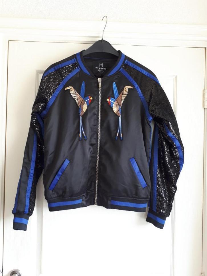 MY BRAND Bird bomberjack, zwart z.g.a.n., Kleding | Dames, Jasjes, Kostuums en Pakken, Zo goed als nieuw, Jasje, Zwart, Ophalen of Verzenden