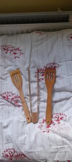 Houten Keukenhulpjes Set - Spatels en Tang, Ophalen, Gebruikt