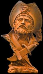 Cast Iron Gietijzer 4.3 kg Cortenstaal Beeld Piraat Buste, Antiek en Kunst, Ophalen of Verzenden