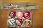 Gekleurde vintage kerstballen met bijpassende piek, Diversen, Kerst, Ophalen of Verzenden, Gebruikt