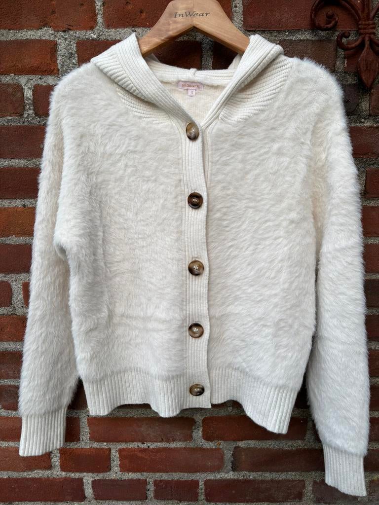 Ivoorkleurig vest,  korte hoody Selmark  maat S, Wit, Ophalen of Verzenden, Zo goed als nieuw, Maat 36 (S)