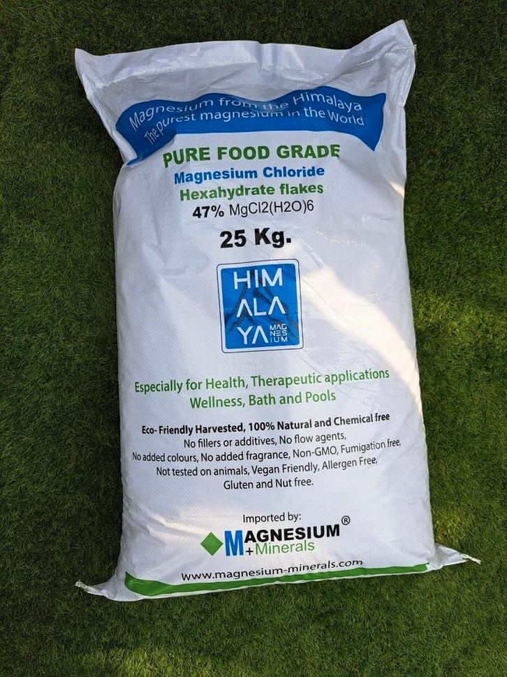 Magnesiumchloride badvlokken, Himalaya magnesium . 25 kilo, Sport en Fitness, Gezondheidsproducten en Wellness, Nieuw, Badproduct