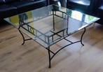 Tuintafel zwart metaal & glas, Ophalen, Gebruikt, Vierkant, Metaal