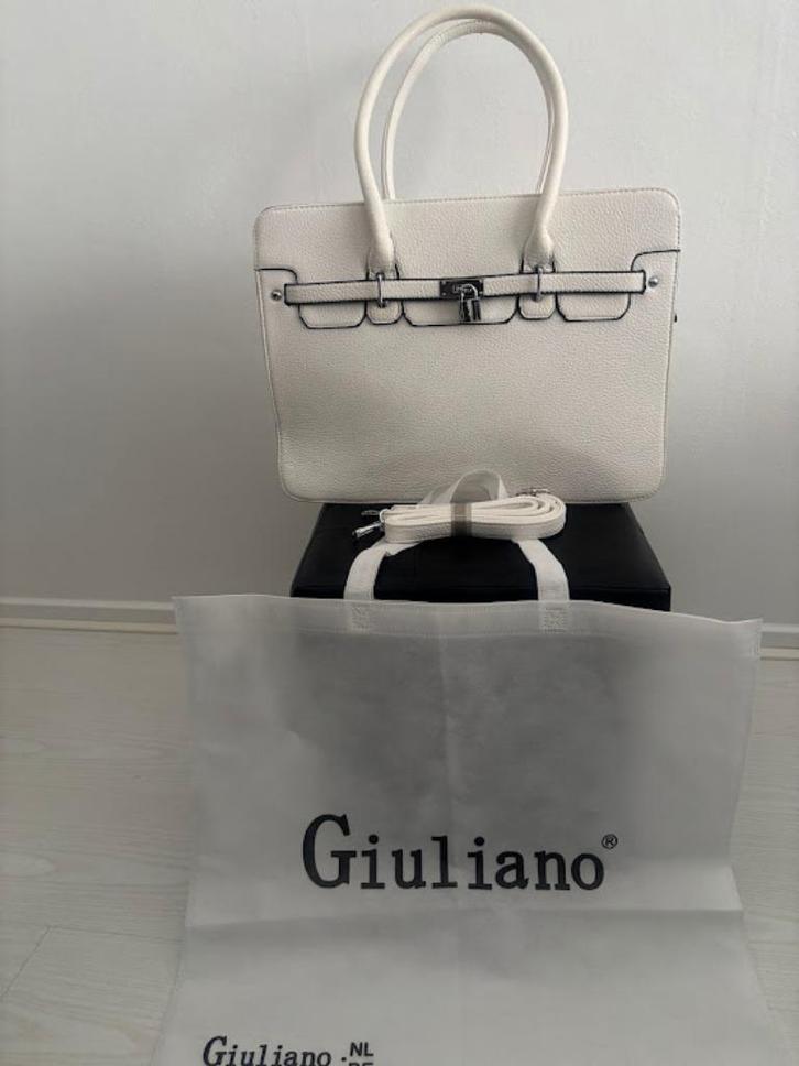 Grote Witte Handtas met Laptop vak, Sieraden, Tassen en Uiterlijk, Tassen | Damestassen, Zo goed als nieuw, Handtas, Wit, Ophalen