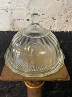 Vintage antieke stolk cloche geslepen glas met onderbord, Ophalen of Verzenden, Gebruikt