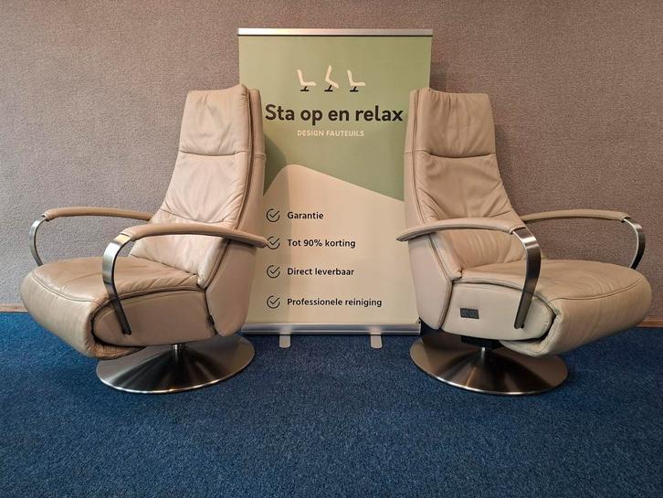 Elektrische relax fauteuils Prominent Craft ZGAN op accu 🔋, Huis en Inrichting, Fauteuils, Zo goed als nieuw, Leer, 50 tot 75 cm