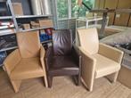 Set luxe eetkamerstoelen 9 stuks, Ophalen, Gebruikt, Bruin, Leer