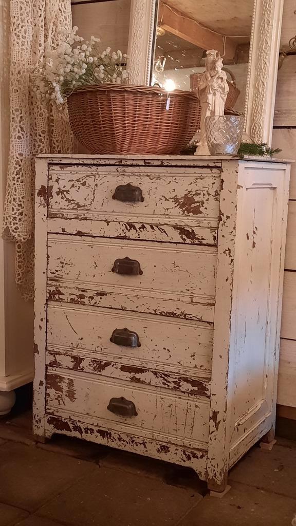 Brocante landenkast (nuzzelspul), Huis en Inrichting, Kasten | Ladekasten, Gebruikt, Minder dan 100 cm, 50 tot 100 cm, 25 tot 50 cm