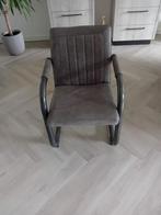 6 leren eetkamerstoelen, Huis en Inrichting, Ophalen, Leer, Zo goed als nieuw, Grijs