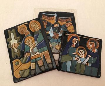 3  Henk Potters tegels  keramiek kunst glazuur beschikbaar voor biedingen