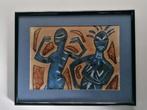 Mooie abstracte figuren - Aquarel op papier - Gesigneerd, Ophalen
