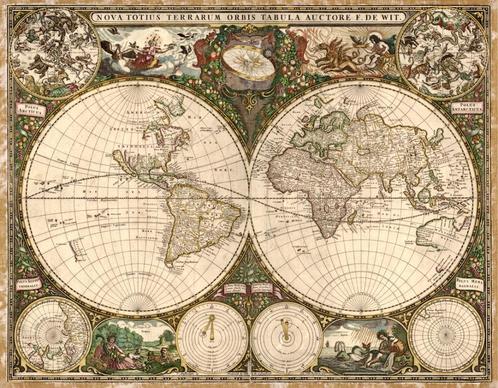 Grote landkaart wereldkaart door De Wit op POSTERFORMAAT!, Boeken, Atlassen en Landkaarten, Zo goed als nieuw, Landkaart, Wereld