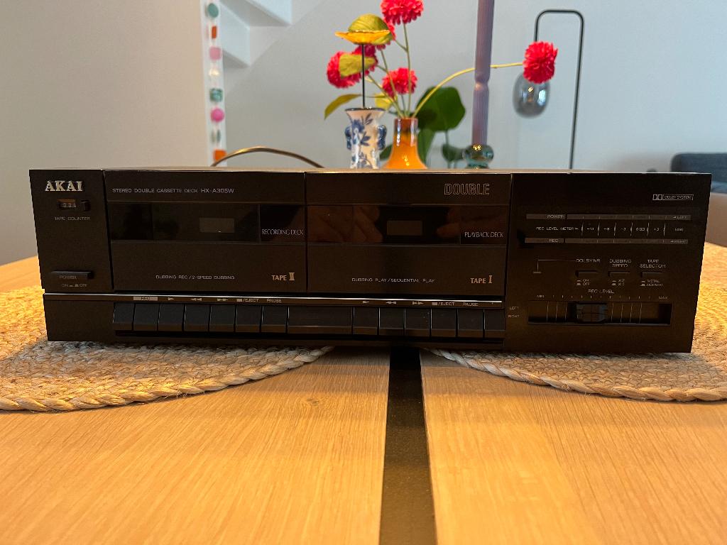 Akai stereo double cassette deck HX-A305W, Ophalen of Verzenden, Dubbel, Overige merken, Auto-reverse