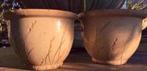 Oud Hollandse terracotta bloempotten beige geglazuurd uniek, Tuin en Terras, Bloempotten, Gebruikt, Rond, Binnen, Ophalen of Verzenden