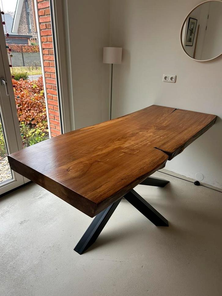 Eetkamertafel 180 bij 82.5 cm iepenhout, Huis en Inrichting, Tafels | Eettafels, Zo goed als nieuw, 50 tot 100 cm, 150 tot 200 cm