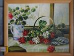 OLIEVERF OP LINNEN * MAND GERANIUMS * In Lijst *, Ophalen of Verzenden