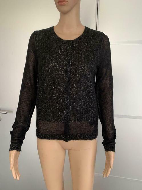 D1060 Nieuw: Expresso mt S=36 fijn-gebreid vest zwart/zilver, Kleding | Dames, Truien en Vesten, Nieuw, Maat 36 (S), Zwart, Ophalen of Verzenden