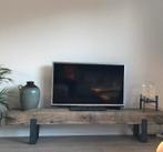 Tv meubel / bankje robuust oud eiken met stalen onderstel, Huis en Inrichting, Kasten | Televisiemeubels, Minder dan 100 cm, 200 cm of meer