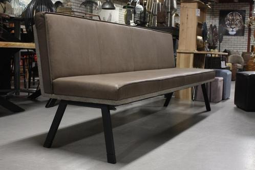 Luxe eetkamerbank Strong Jess Design leer stof naturel 250cm, Huis en Inrichting, Stoelen, Zo goed als nieuw, Vijf, Zes of meer stoelen