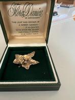 verguld zilveren klimopblad broche Flora Danica, 4 tot 7 cm, Ophalen of Verzenden, Zo goed als nieuw, Goud