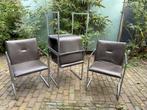 4x Arco Frame XL eetkamerstoelen donkerbruin leer, Huis en Inrichting, Ophalen, Gebruikt, Metaal, Bruin