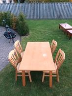 Grenen eethoek met 4 stoelen, Ophalen of Verzenden, Gebruikt, 4 tot 6 stoelen