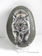 Niet voor de poes...Stoere lynx geschilderd op steen, Ophalen of Verzenden