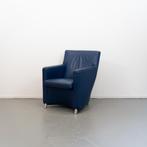 3x Leolux Dolcinea Fauteuil Blauw Leer - Chroom, Huis en Inrichting, Fauteuils, Gebruikt, Minder dan 75 cm, Ophalen of Verzenden