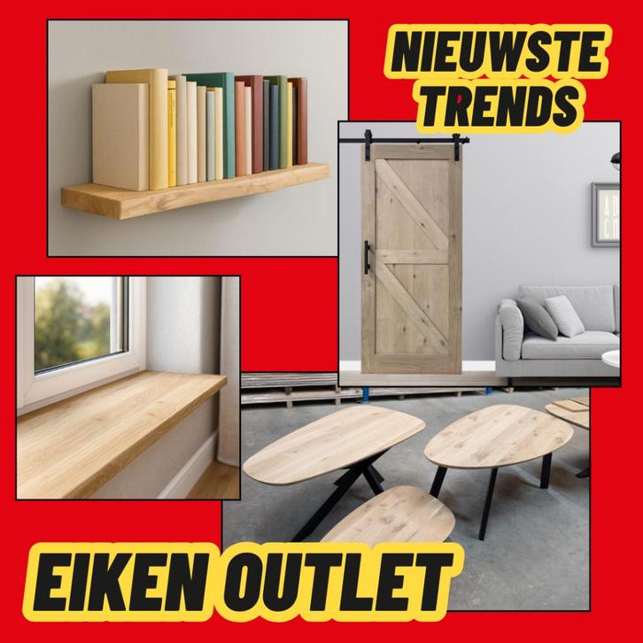 Eiken | Eikenhout | Tafel | Deur  | Wandplank | OUTLET, Doe-het-zelf en Verbouw, Hout en Planken, Nieuw, Plank, Eiken, Minder dan 200 cm