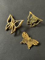 3 Vlinder Broches, Ophalen of Verzenden, Zo goed als nieuw, Goud, Overige materialen