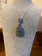 Prachtige zilveren antieke smaragd ketting, Ophalen, Zilver, Hanger, Met edelsteen