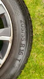 Peugeot 308 Velgen + Continental Winterbanden 205/55R16, Ophalen, Gebruikt, 16 inch, Banden en Velgen