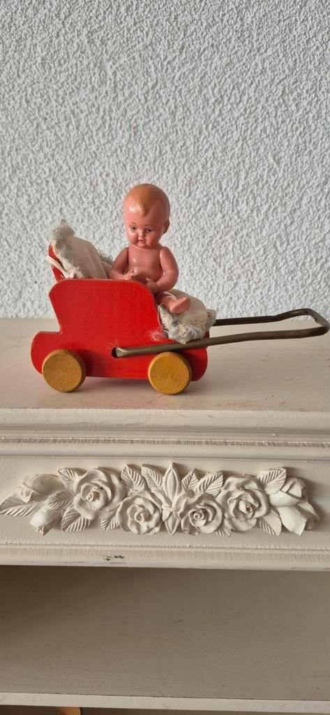 Antiek Houten Poppenkarretje, Antiek en Kunst, Antiek | Speelgoed, Ophalen of Verzenden