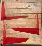 3 rode metalen midcentury wandplanken vlinder model, Ophalen of Verzenden, Gebruikt