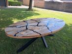 Ovale Eetkamertafel met Epoxy Rivier, Huis en Inrichting, Tafels | Eettafels, Ophalen, 100 tot 150 cm, Vijf personen of meer, Metaal