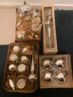 Oud zilver kleurige glas ballen kerst set Retro vintage, Diversen, Kerst, Ophalen, Gebruikt