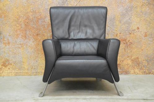 ZGANieuw blauwe leren Rolf Benz 322 design fauteuil, Huis en Inrichting, Fauteuils, Zo goed als nieuw, Leer, Metaal, 75 tot 100 cm